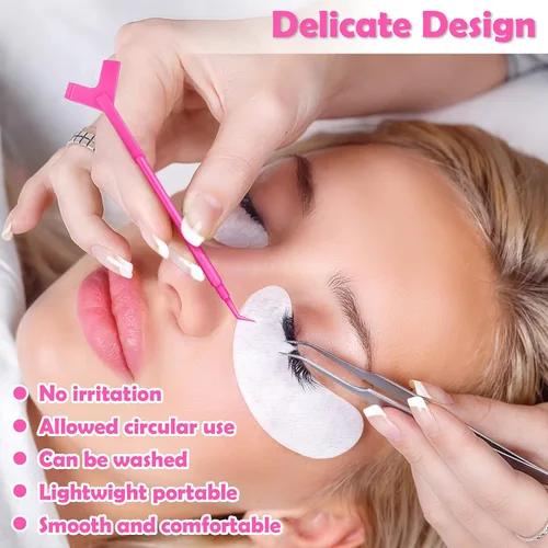 Vista 6 de 100 piezas en forma de Y herramienta de elevación de pestañas y permanente, cepillo para suministros de extensión de pestañas