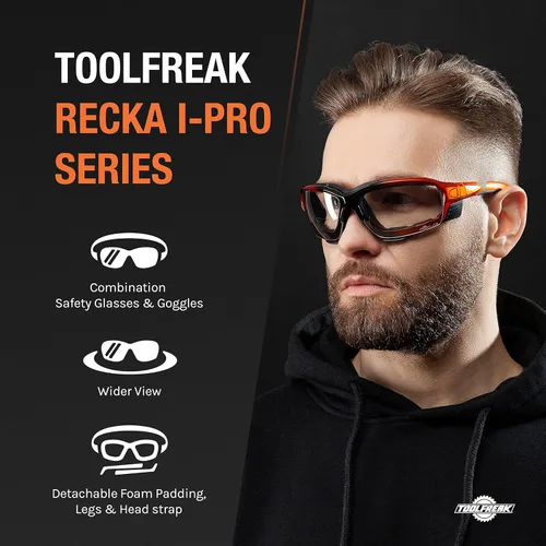 Vista 2 de ToolFreak Recka - Conjunto de gafas y gafas de seguridad, clasificado según ANSI z87.1-2015, accesorios incluidos