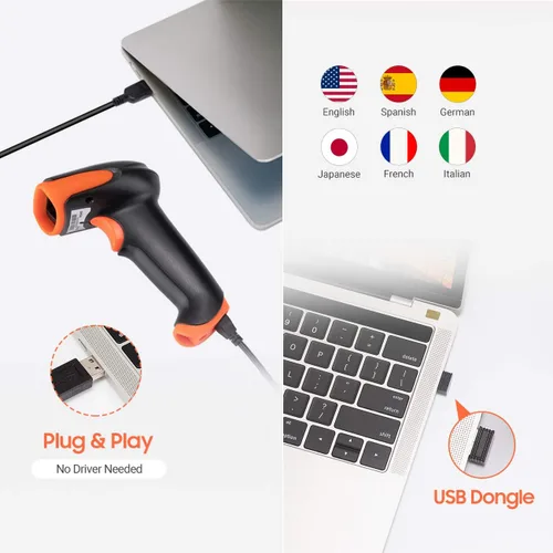 Vista 4 de Tera Pro Wireless 2D QR Barcode Scanner 3 en 1 Bluetooth y 2.4GHz inalámbrico y conexión con cable USB Conectar teléfono inteligente Tablet PC