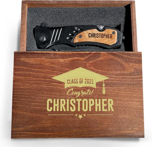 Vista 15 de Cuchillo de graduación personalizado, cuchillo plegable premium para campamento de seguridad, cuchillo de bolsillo de senderismo grabado, cuchillo