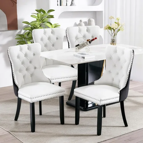 Vista 76 de SoarFlash Juego de 6 sillas de comedor de terciopelo, silla lateral de respaldo alto, silla lateral tapizada moderna de alta gama con capitoné