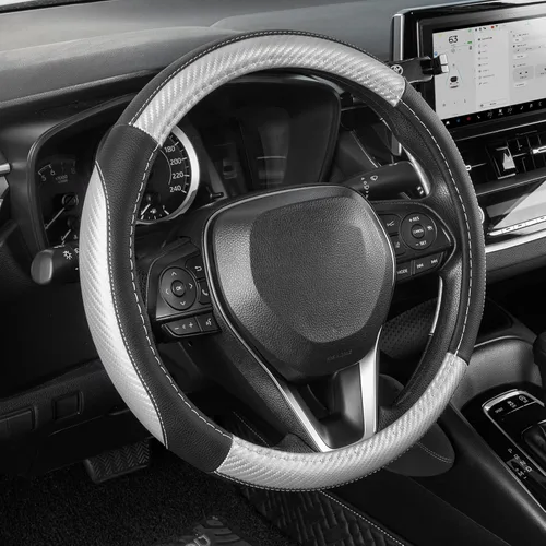 Vista 18 de SEG Direct Funda universal para volante de automóvil, tamaño estándar de 14.5-15 pulgadas, piel de microfibra negra