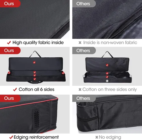 Vista 5 de Funda para teclado de 88 teclas, funda para piano con bolsa para teclado de 2 bolsillos, 600D Oxford duradero interior acolchado cobertura completa