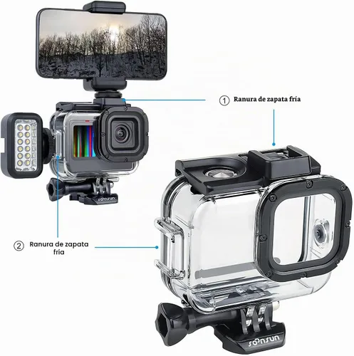 Vista 3 de SOONSUN - Estuche impermeable para GoPro Hero 13 12 11 10 9 Black, carcasa de buceo protectora subacuática de 196 pies/60 m con accesorios, montaje