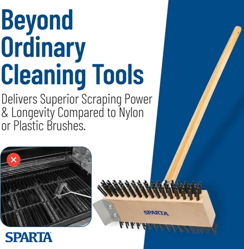 Vista 7 de SPARTA 4002600 Cepillo de parrilla de acero inoxidable, raspador de parrilla con mango largo para limpieza comercial, cocinas, restaurantes, baños