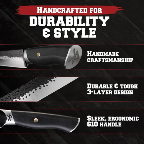 Vista 8 de Kitchen perfection 12" Cuchillo hecho a mano para carne de pechuga, cuchillo de barbacoa para cortar, rebanar y trinchar para hombres – Acero San