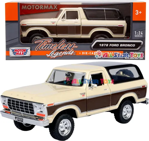 Vista 12 de 1978 Bronco 1:24 Modelo de Coche Fundido SUV SUT Negro con Cap Truck Motormax 79371
