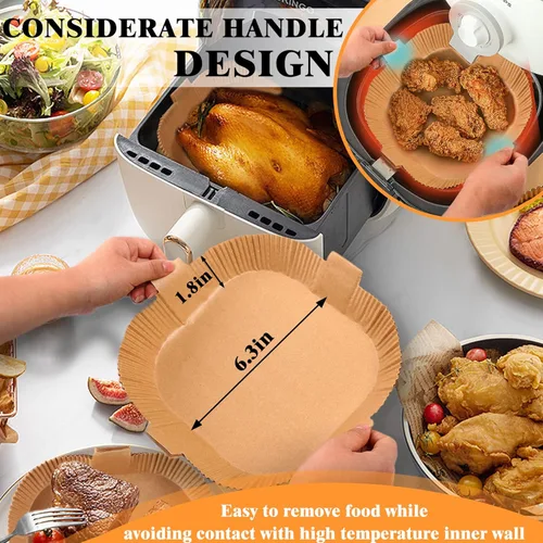 Vista 2 de Forro de papel desechable para freidora de aire, inserto de pergamino cuadrado antiadherente, hoja de grado alimenticio para hornear para canasta