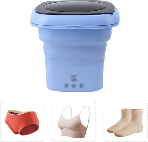 Vista 6 de Lavadora portátil, mini cubo plegable para ropa interior, calcetines, ropa de bebé, lavadora pequeña, deshidratador integrado, adecuado