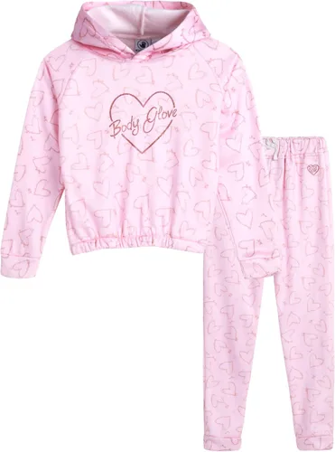 Body Glove Conjunto de forro polar para niña, 2 piezas, acogedor forro polar teñido anudado con capucha y pantalones deportivos (talla 7-12)