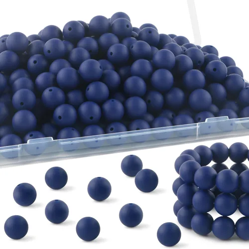 Vista 38 de 160Pcs 12mm de abalorios de silicona para hacer llaveros, pulseras, collares, abalorios redondos de silicona a granel para bolígrafos (negro)