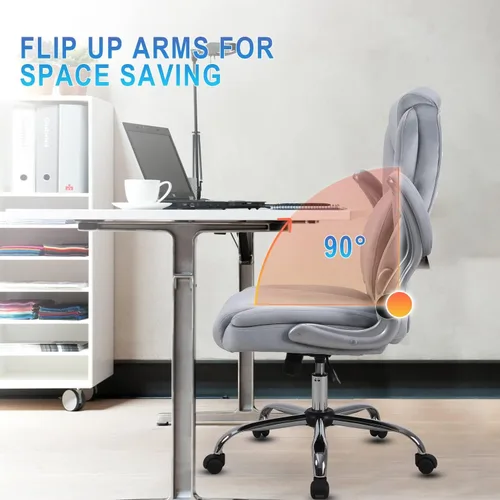 Vista 8 de Executive Office Chairs with Lumbar Support and Flip up Arms Ergonomic Managerial Executive Chair Velvet Desk Chair with Wheels for Home Office