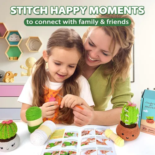 Vista 3 de Kit de ganchillo para principiantes, kit de inicio de ganchillo con tutoriales en video paso a paso, kits de aprendizaje para adultos y niños