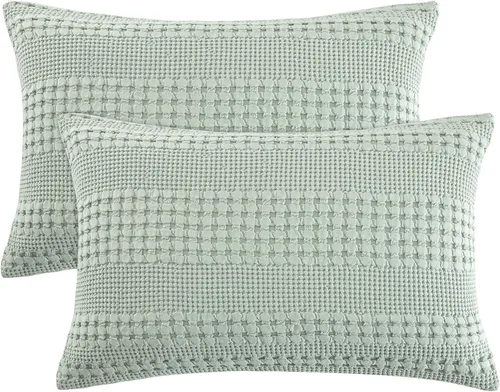 Vista 93 de PHF - Fundas de almohada 100% algodón con tejido gofre europeo, 26 x 26 pulgadas, 2 unidades para decoración elegante del hogar, para cama, sin