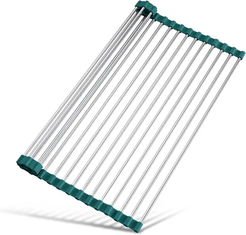 Vista 12 de Tomorotec Escurridor de platos enrollable de 17.7 x 12.5 pulgadas para colocar sobre el fregadero, para fregadero de cocina, accesorios multiusos