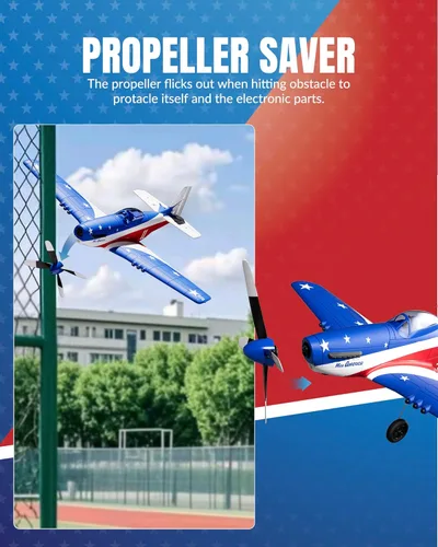 Vista 7 de VOLANTEXRC RC Avión P51D Mustang de 4 canales, avión de control remoto de combate RTF con giroscopio de 6 ejes, 3 modos, fácil de volar, avión