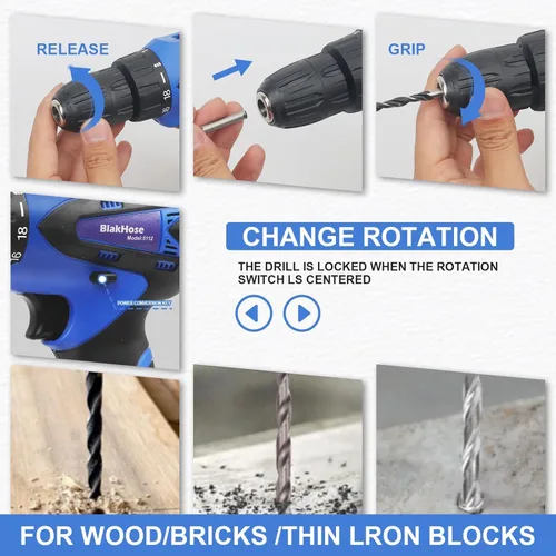 Vista 6 de Caja de herramientas, kit de herramientas para el hogar de 261 piezas con taladro inalámbrico de 12 V y accesorios Juego de herramientas