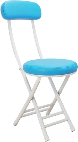 Vista 19 de Taburete plegable acolchado de poliuretano con respaldo, taburete de desayuno plegable redondo compacto para adultos, capacidad de 220 libras Negro