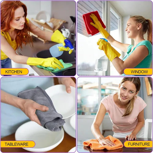 Vista 6 de Nuenen 60 paños de limpieza de microfibra para automóviles de 16 x 16 pulgadas, ultra absorbentes, suministros de limpieza reutilizables, 6