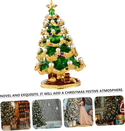 Vista 5 de EXCEART Christmas Tree Trinket Organizer 2 Pcs Jewelry Box Retro Decor Bling Decor Christmas Decor Decorative Tabletop Christmas Tree Collectible