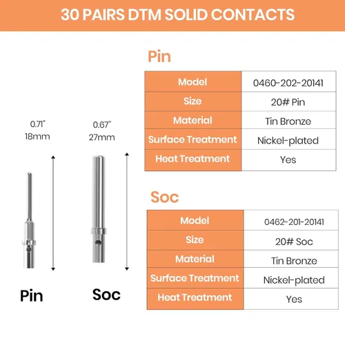 Vista 8 de Kit de 200 piezas de conectores de pin sólido para conectores Deutsch - Kit de contactos de barril cerrado tamaño 12 16 20 terminales macho y hembra
