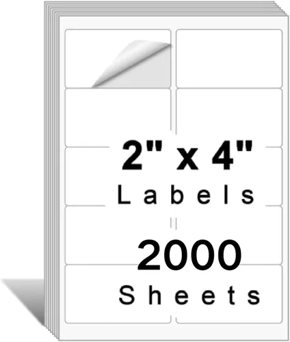 Vista 14 de 2" x 4" Shipping Labels, Printable White Sticker Labels for Laser/Inkjet Printer Mailing Labels 8.5"*11" US Letter-White, 10 per Sheet Total 1000