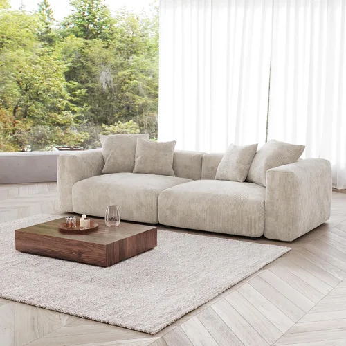 Vista 40 de JACH Sofás Seccionales de Pana para Sala de Estar, Sofá Seccional Modular con Otomanas Chaise, Fundas de Cojines Removibles, Sofá Cama Moderno