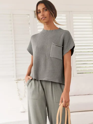 Vista 6 de ANRABESS - Conjunto de dos piezas para mujer, suéter de punto con chaleco, top corto y pantalones de ocio, conjunto de sudadera deportiva a juego