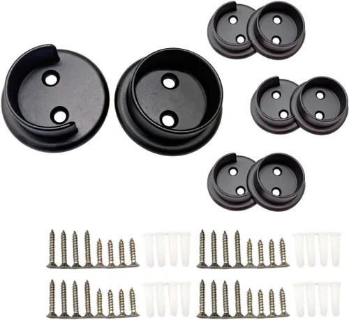 Vista 12 de QCAA Juego de soportes de barra de armario de metal sólido resistente, 1-3/8'', blanco mate, 4 pares, fabricado en Taiwán