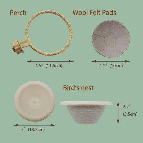 Vista 2 de FOIBURELY Nido de pájaro pinzón canario nido de loro con fieltro (blanco)
