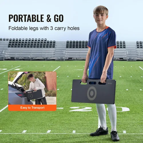 Vista 4 de VEVOR Soccer Rebounder Board, Portable Soccer Wall with 2 Angles Rebound, Foldable HDPE Kickback Rebound Board, Soccer Training Equipment for Kids