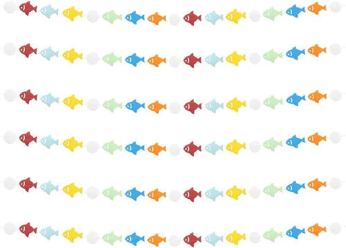 Vista 5 de Lauthen.S Guirnalda de pescado azul, 6 unidades, círculos de peces, guirnalda de papel para telón de fondo de cumpleaños, temática oceánica