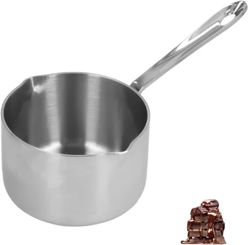 Vista 9 de Cacerola de acero inoxidable, olla de fusión de mantequilla de 10 onzas, calentador de mantequilla con boquillas dobles y mango largo para estufa