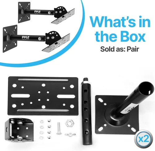 Vista 7 de Pyle Soporte de montaje universal para altavoz, soporte de altavoz de techo y pared con inclinación giratoria ajustable, brazo telescópico retráctil