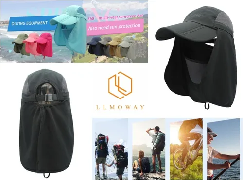 Vista 6 de LLmoway Sombrero de pesca con protección solar para hombre, mujer, niños, safari, de secado rápido