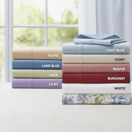 BrylaneHome Bed Tite 300 Thread Count Sheet Set Floral azul