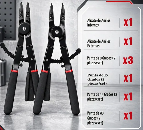 Vista 4 de Watris Veiyi 2 piezas de alicates de anillo a presión resistentes, juego de alicates de anillo de 16", alicates de anillo a presión internos