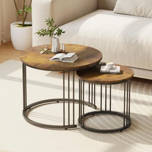 Vista 8 de Garden 4 you Mesa de Centro de Mármol Sintético Mesa Nido para Espacios Pequeños 2 Juegos Muebles Modernos Juegos de Sala Mesa Lateral Mesa de Noche