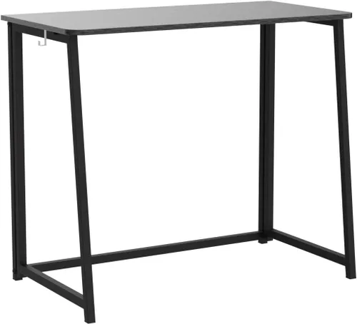 Vista 121 de WOHOMO Escritorio plegable de mármol sintético blanco, escritorio pequeño de 31.5 pulgadas para espacios pequeños con patas doradas, escritorio