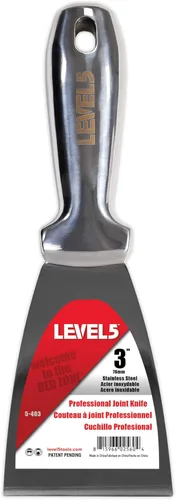 LEVEL5 - Cuchillo para juntas de acero inoxidable de 3 pulgadas, hoja de masilla de grado profesional, pulido de alta calidad, borde de tierra de