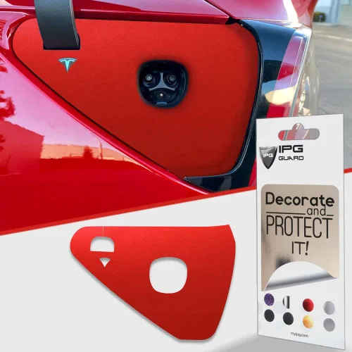 Vista 12 de IPG para Tesla - Calcomanías adhesivas de envoltura de puerto de carga, emblema para bricolaje, personaliza el modelo 3-Y (rosa)
