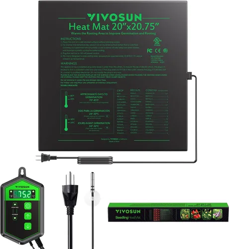 Vista 12 de VIVOSUN - Juego combinado de tapete térmico para plántulas de 3 x 20 pulgadas y termostato digital, almohadilla de calentamiento certificada UL