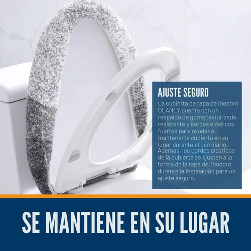 Vista 5 de OLANLY Funda de asiento de inodoro de microfibra suave para baño, cubiertas de asiento lavables a máquina, 17.5x15 pulgadas, con respaldo de goma