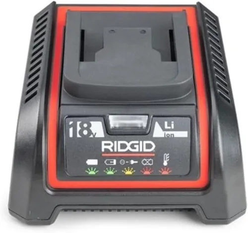 RIDGID 64383 Cargador de batería de litio de 18 V, indicadores LED integrados, compatible con RP350, RP340, RE6, RE600, RE60, CS65x, CS12x, CS6x