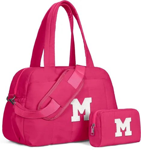 Vista 229 de Bolsa de lona Vogewood, bolsas personalizadas de fin de semana para mujer, bolsas de viaje con estuche de maquillaje, regalos de cumpleaños, Beige