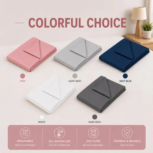 Vista 4 de Funda de manta con peso, 48 x 72 pulgadas, color café, lavable, 8 lazos Marrón café