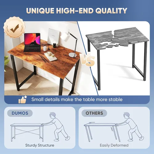 Vista 26 de DUMOS Escritorio de oficina pequeño de 32 pulgadas para computadora de estilo moderno y simple, mesa de trabajo de estudio para el dormitorio