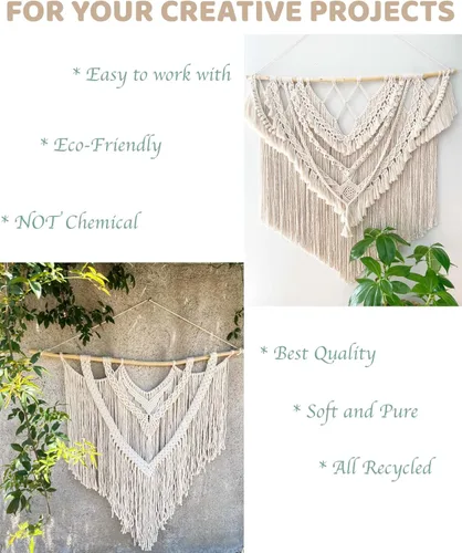 Vista 28 de Makromecity, Cordón de macramé de un solo hilo de 3 mm x 100 yardas (300 pies) de 3 mm de cordón de algodón azul bebé para arte y manualidades