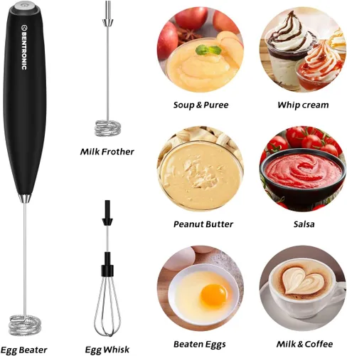 Vista 6 de Espumador de leche de doble batidor Batidora eléctrica de mano, batidor de huevos, máquina de espuma para café, café con leche y capuchino, batidor