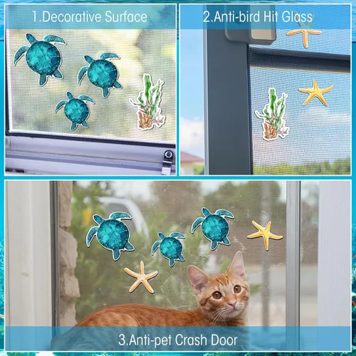 Vista 3 de Konohan 12 imanes de pantalla para puerta, decoración de tortugas marinas, algas marinas, estrellas de mar, protector magnético flexible de doble